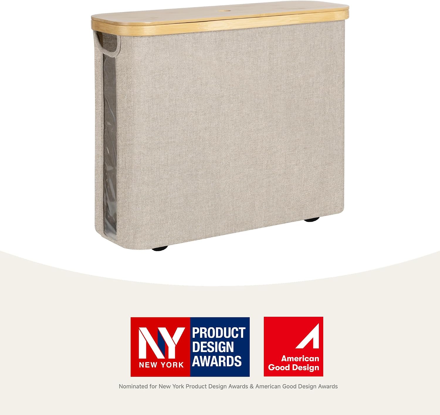 StorageWorks Toilet Paper Storage Basket with Bamboo Lid & Window | See Rolls at a Glance with Clear Window, Holds 12