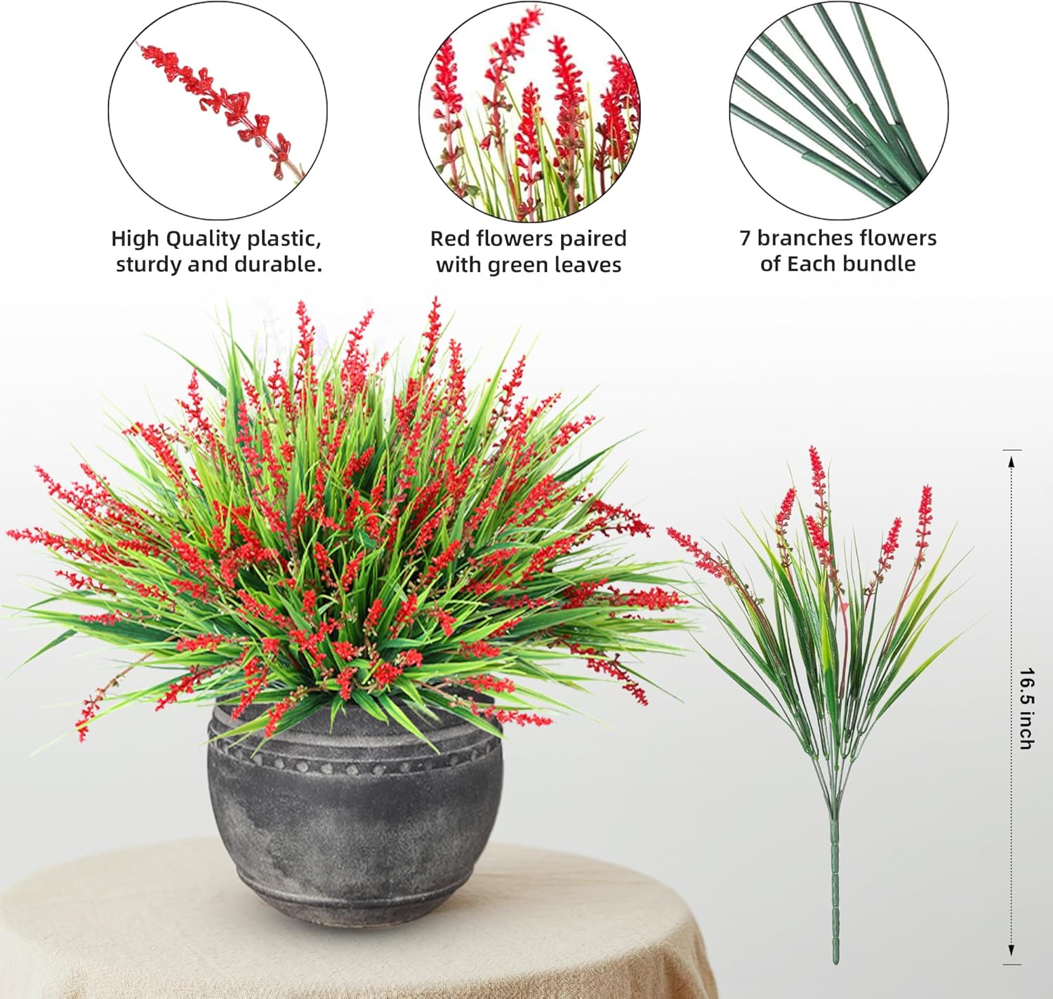 Artificial Plants Fake Flowers Monkey Grass / Red / Set of 20