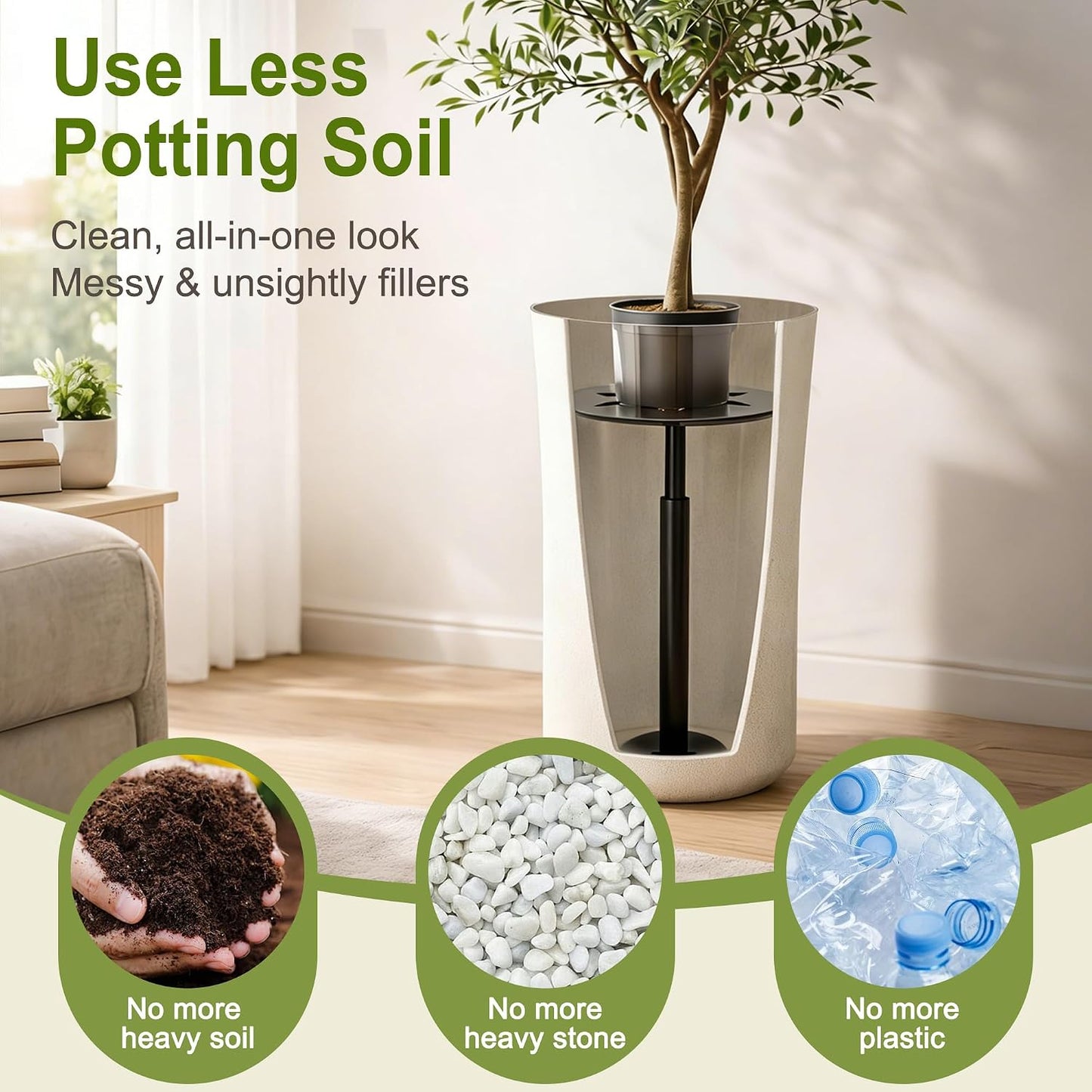 Adjustable Plant Risers for Inside Pots, 10-17 Inch Lift Height | Round Planter Insert for Tall Pots, 2 Stands, 2 x 8"