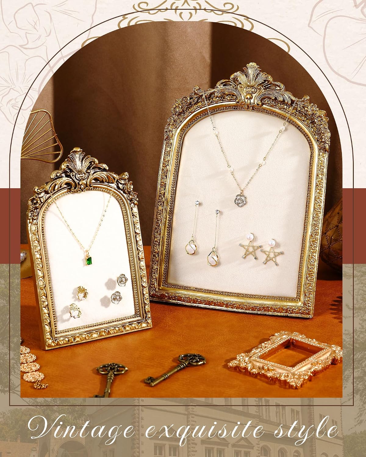 Gold Jewelry Display Stand Vintage Jewelry Frame 10 / White / Large,small / Elegant / Set of 2