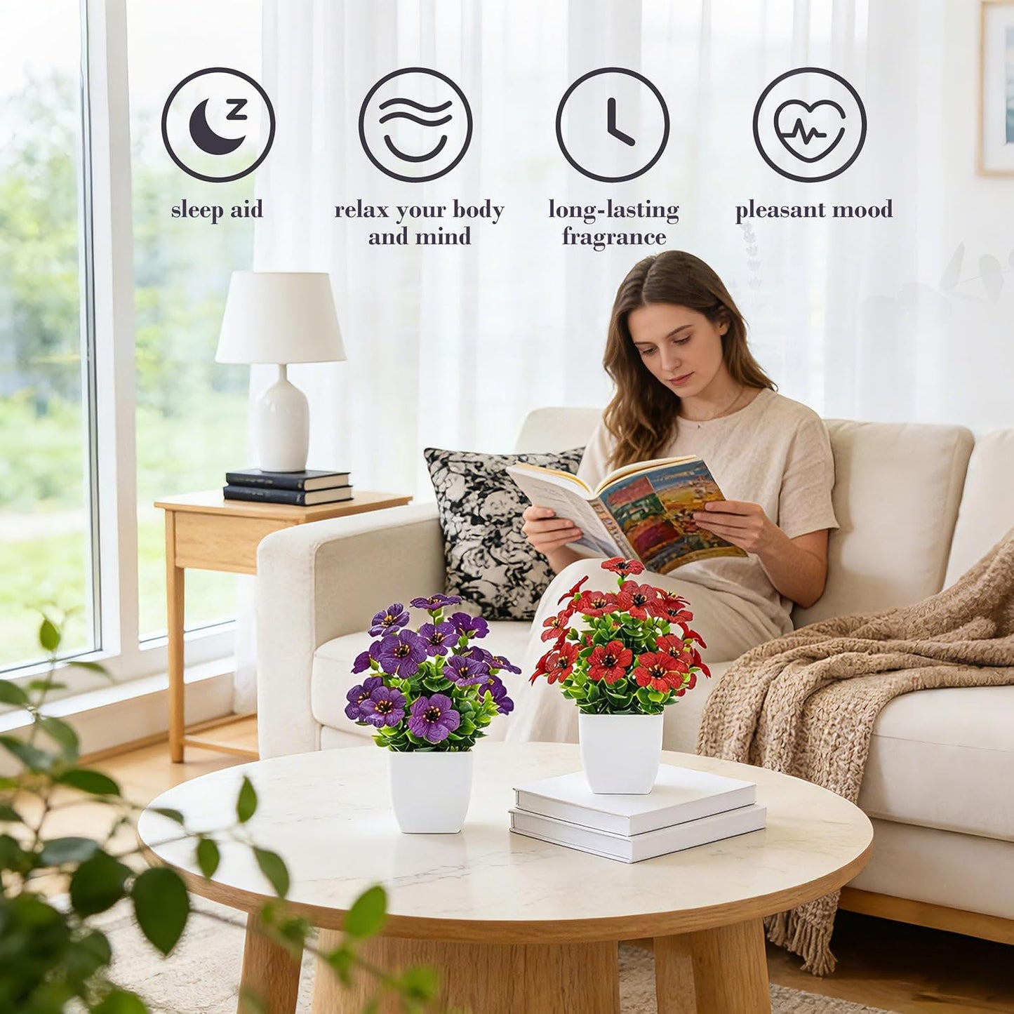 Scented Fragrance Tablets Artificial Flowers / White / Set of 4