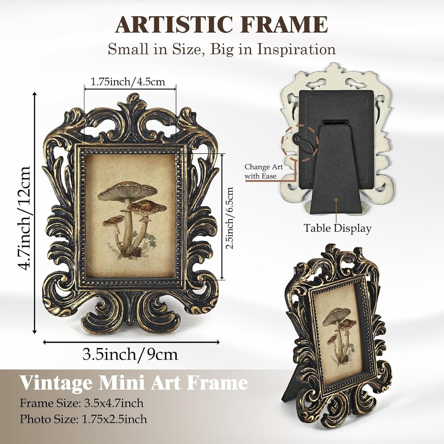 Vintage Small Picture Frame / Mushroom