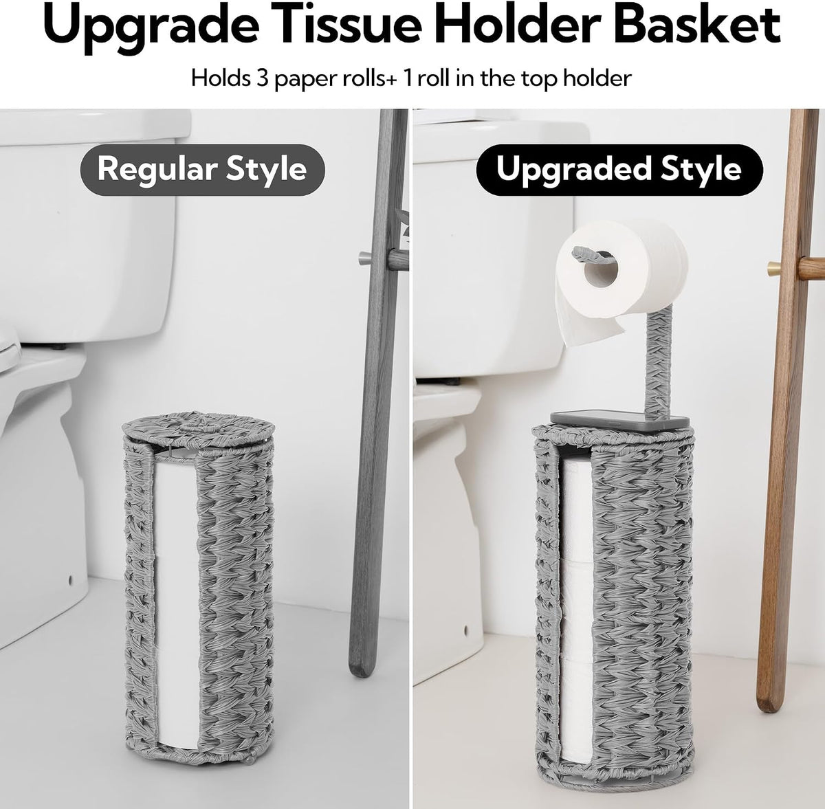 GRANNY SAYS Toilet Paper Storage, Free Standing Toilet Paper Holder Stand | Modern Covered Toilet Paper Stand for 4