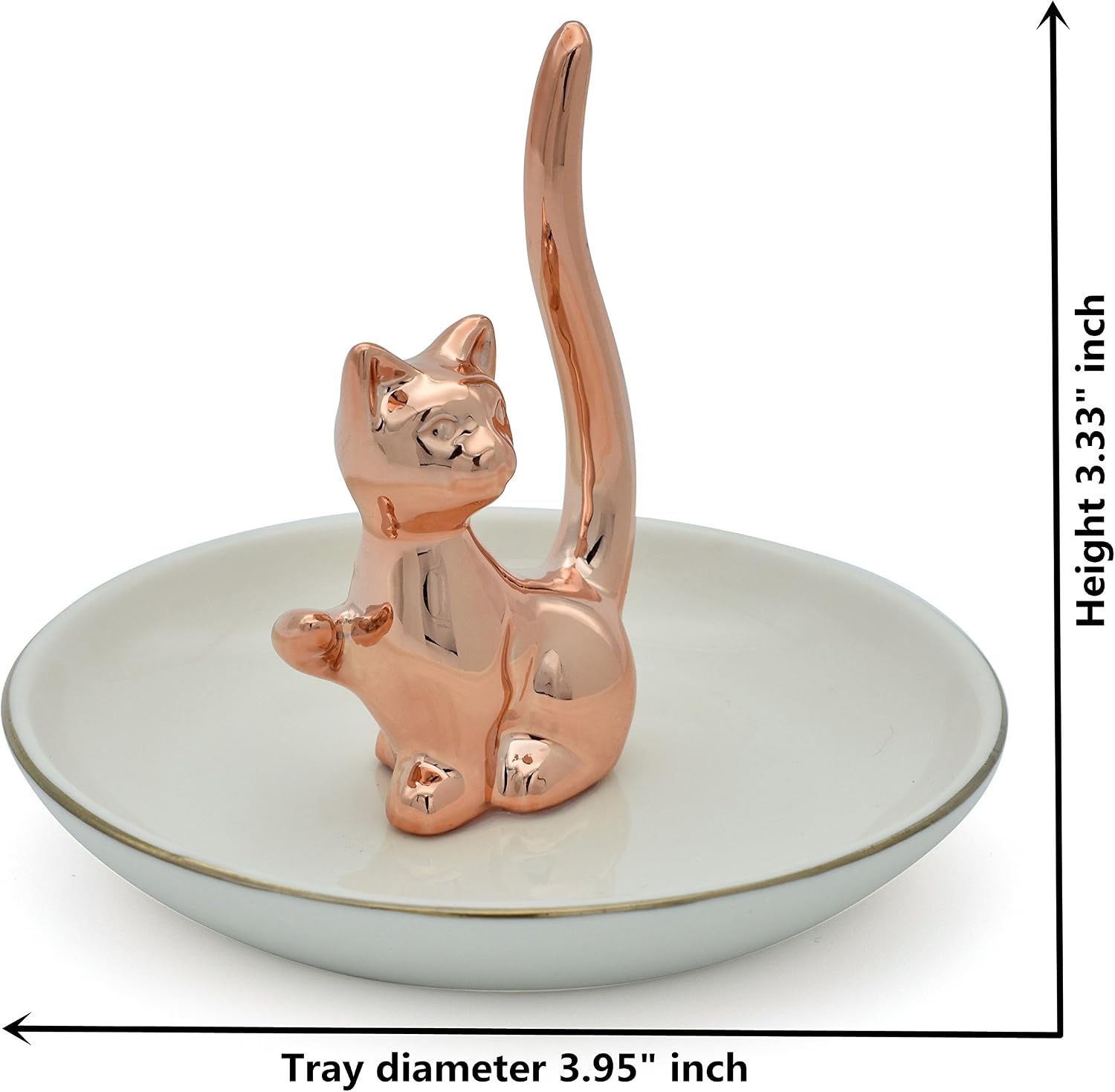 Rings Holder Jewelry Storage Dish Trinket Tray Decorative / One Size / Rose Gold Lucky Kitten