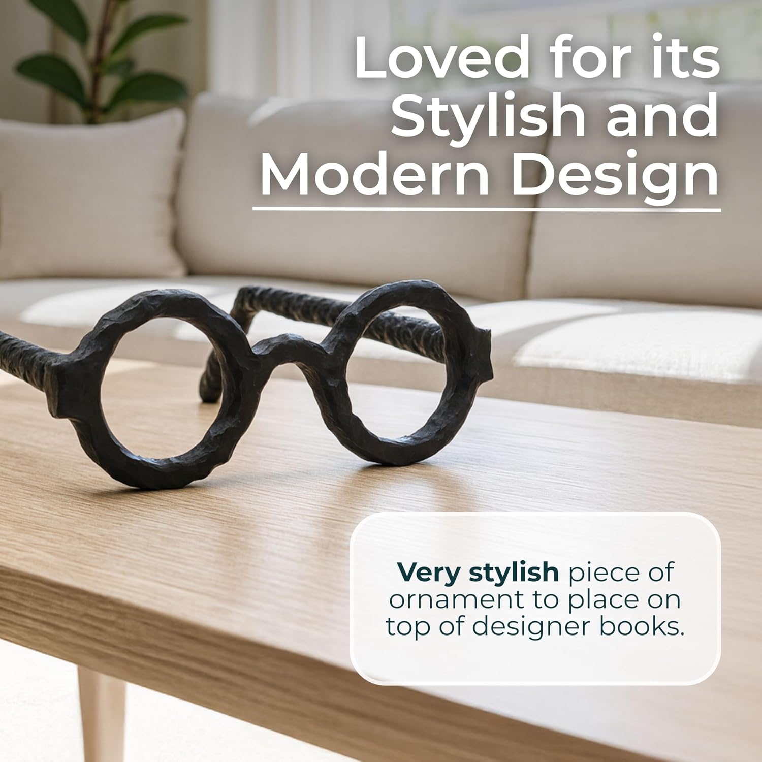 Modern Decorative Glasses Sculpture Figurine / Black Round / 3" H