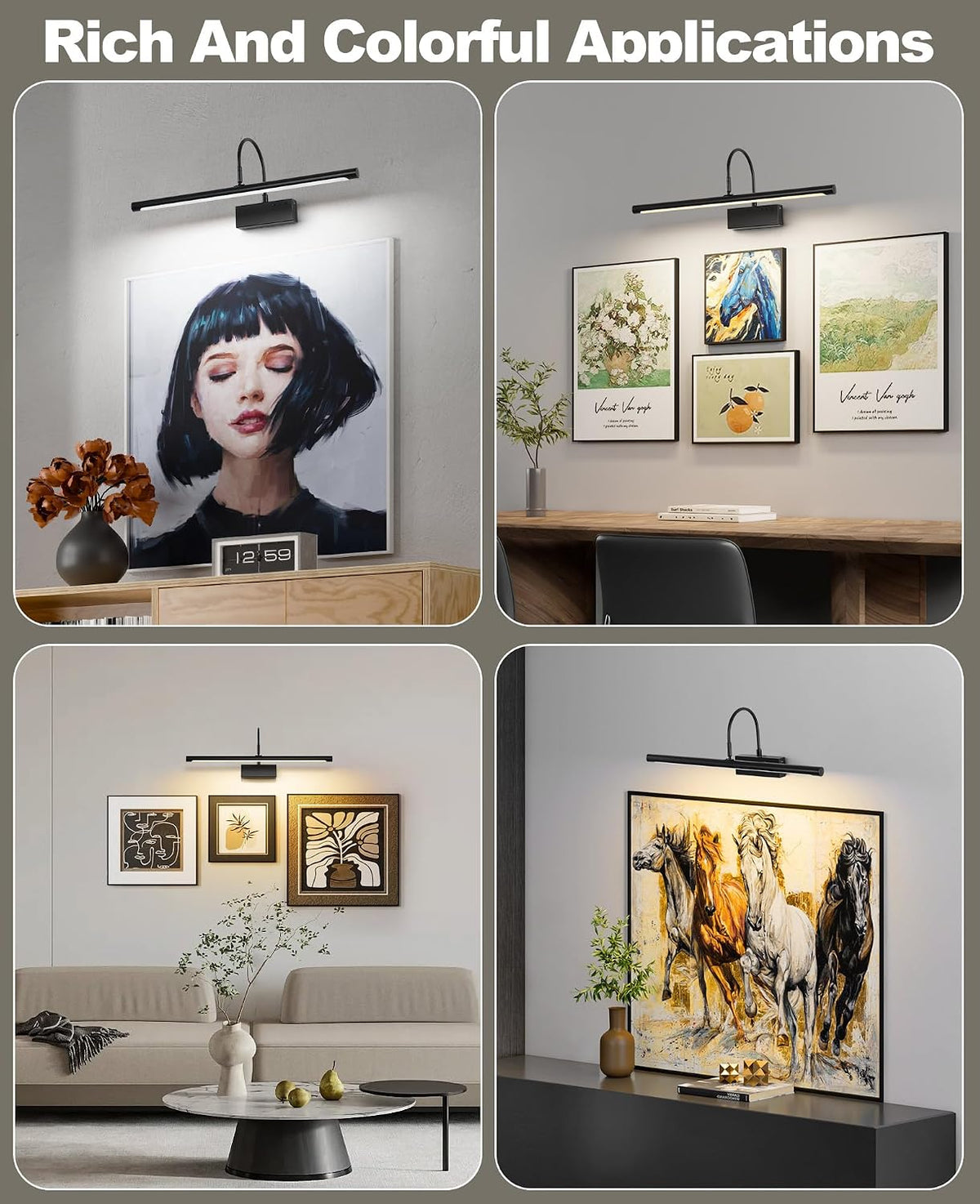 Battery Operated Picture Light with Remote, 24 inch Wireless Rechargeable Art Light with Timer, Dimmable 3CCT Gallery