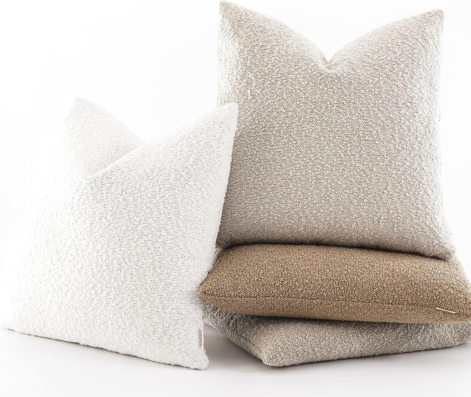 Boucle Decorative Throw Pillow Covers / Camel / 18 x 18 / Set of 2