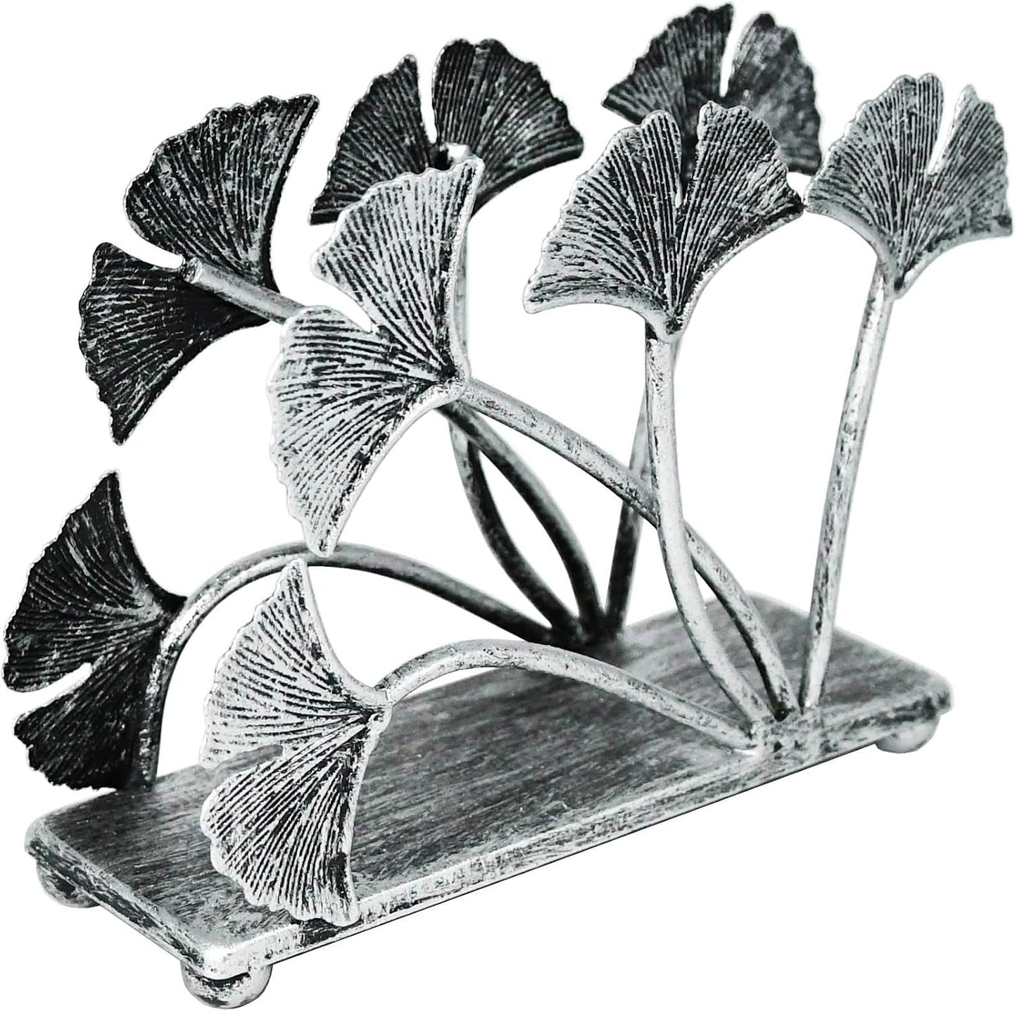 Modern Ginkgo Leaves Design Napkin Holder / Silver