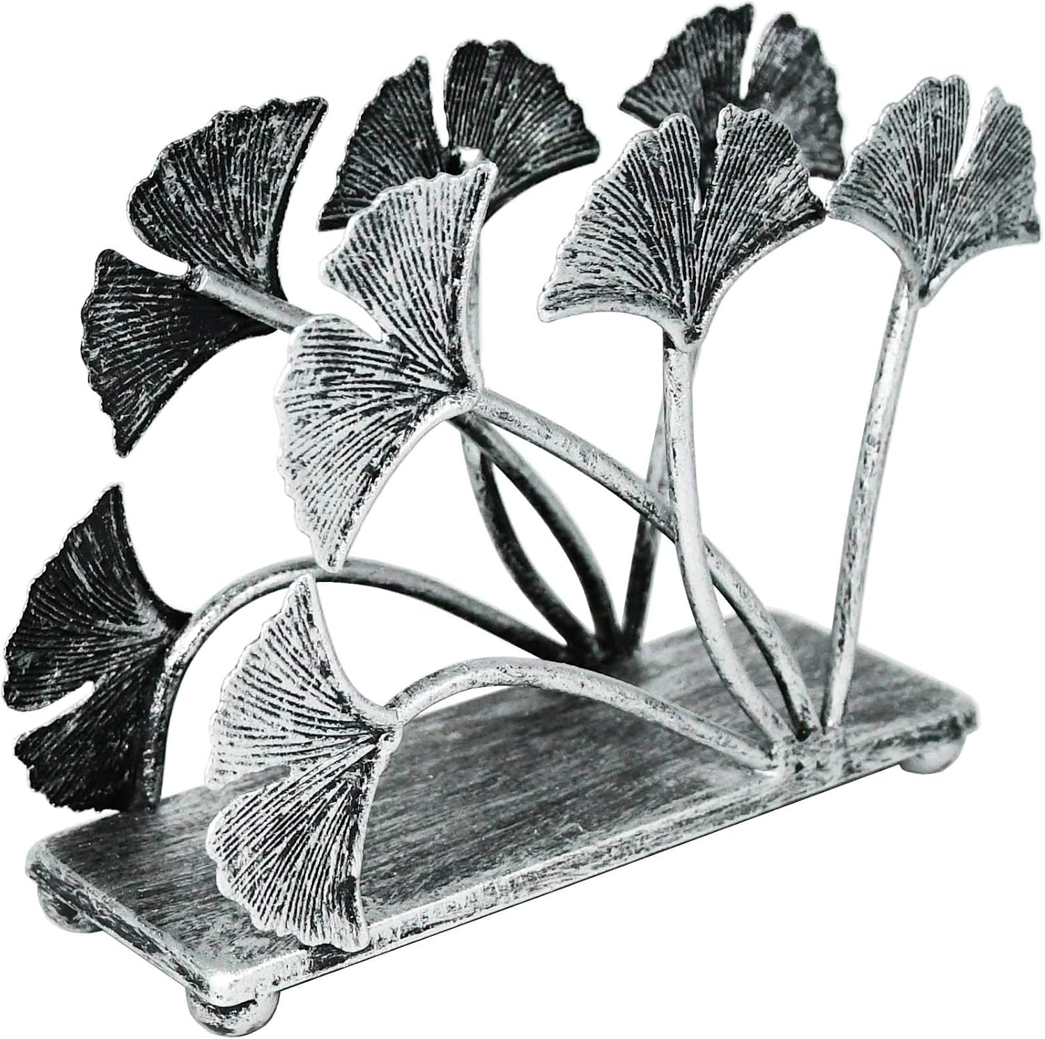 Modern Ginkgo Leaves Design Napkin Holder / Silver