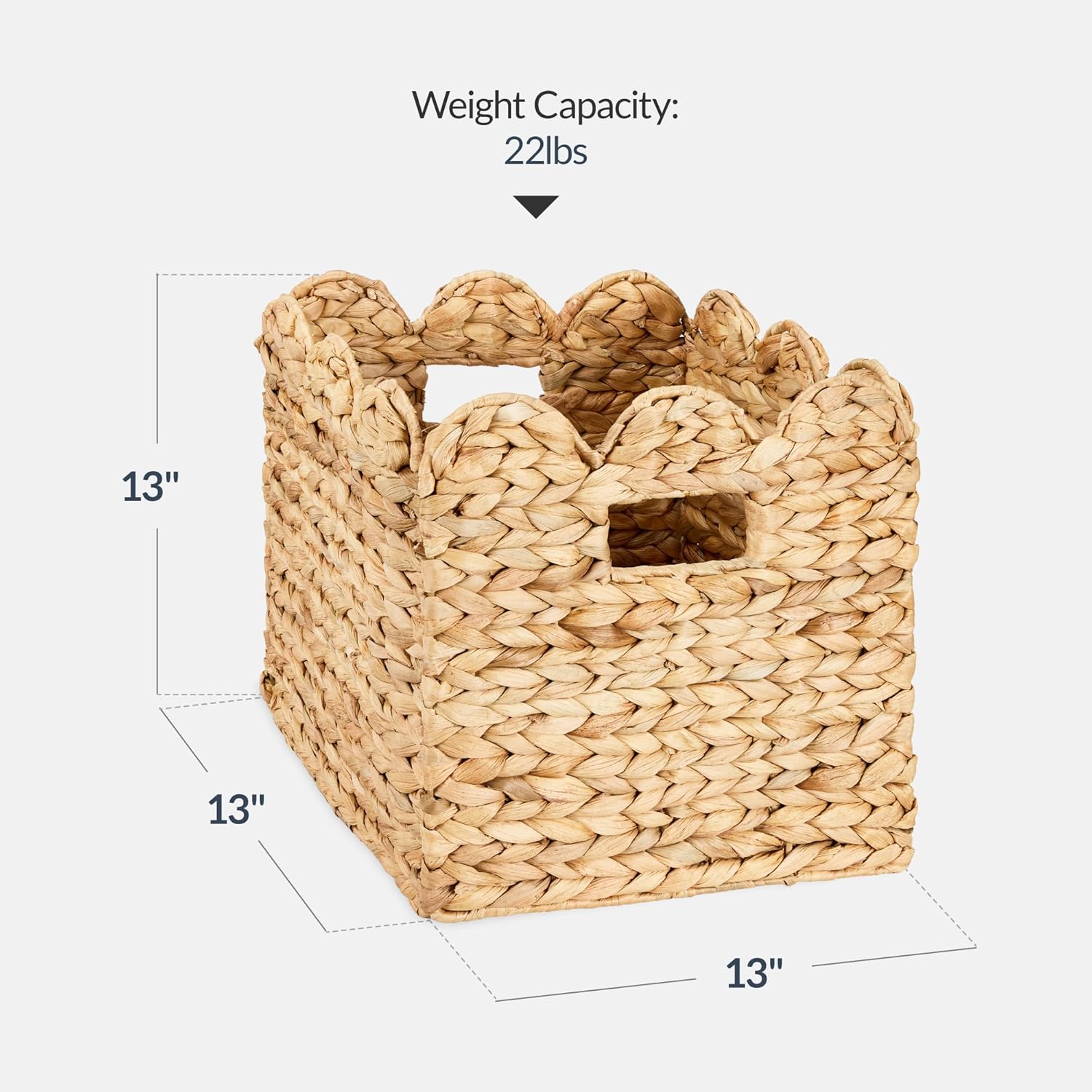 in Scalloped Hyacinth Baskets / 13 x 13 / Natural / Set of 5