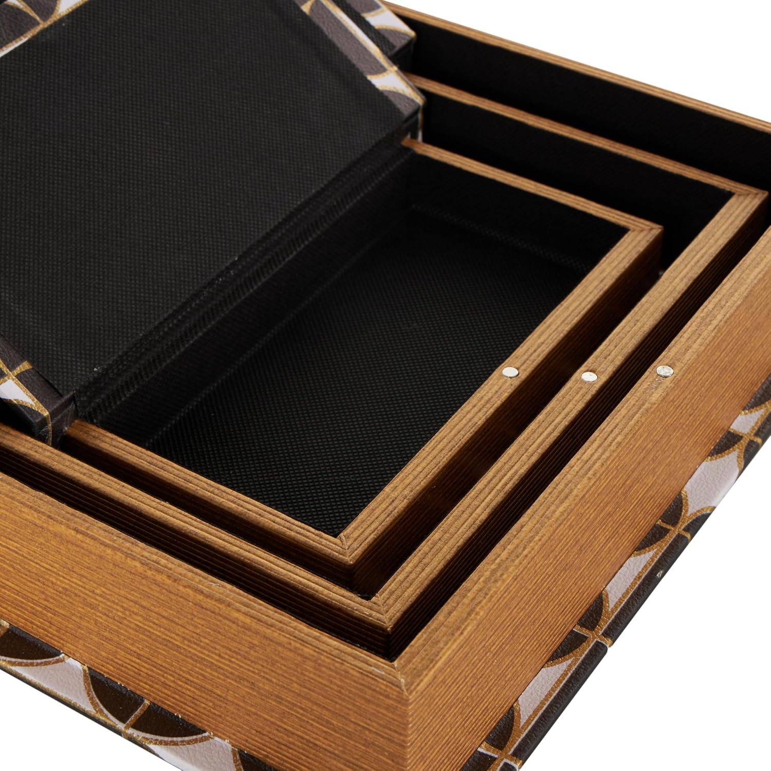 Faux Leather Decorative Box Faux Book Storage Book Shaped Boxes / Black / 12.8", 11", 9"H