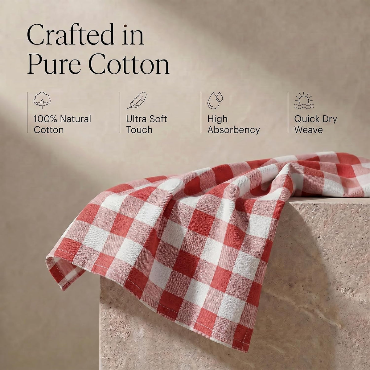 Urban Villa Kitchen Towels Cotton Dish Towels 20”x30” (Set of 6) Rust