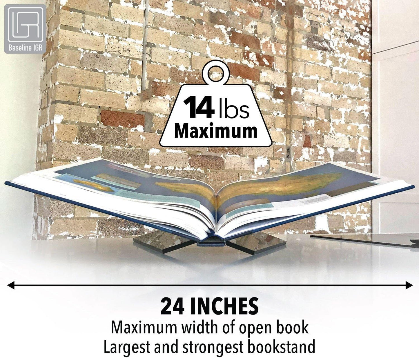 Large Black Acrylic Book Stand, 12.5" x 9.5" x 5.5”, Acrylic Book Holder, Open Bookstand for Display and Reading
