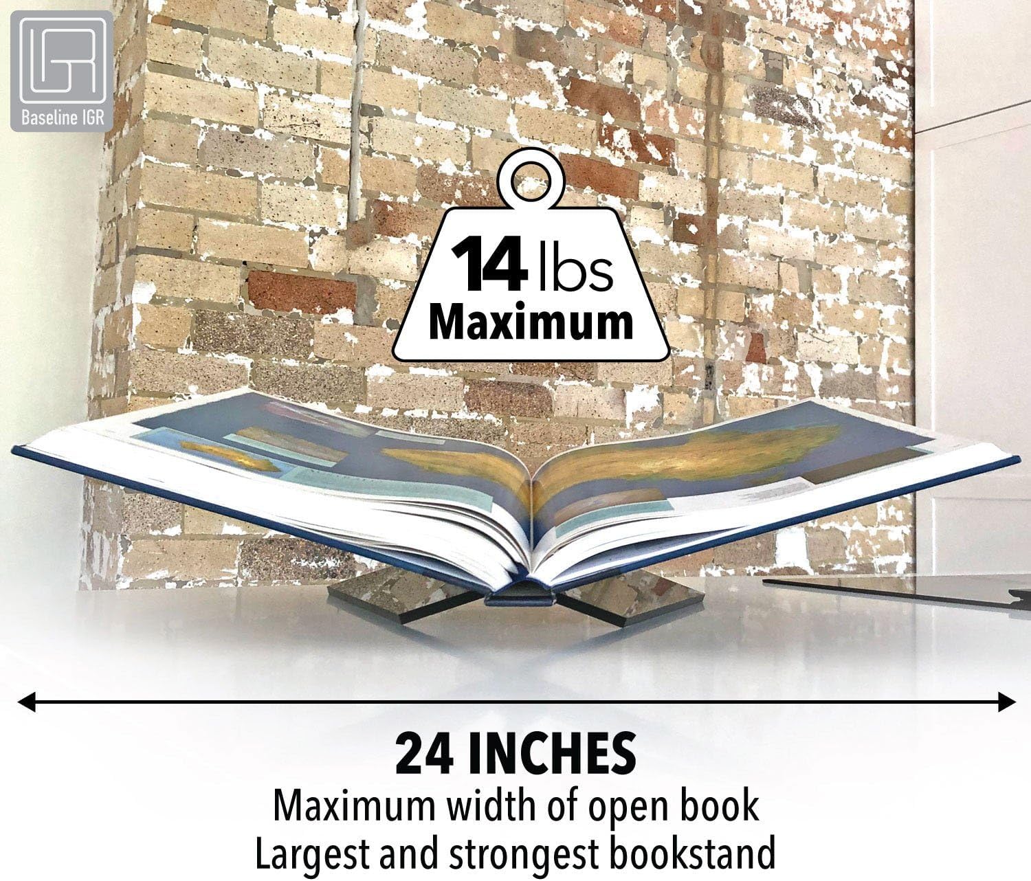 Large Black Acrylic Book Stand, 12.5" x 9.5" x 5.5”, Acrylic Book Holder, Open Bookstand for Display and Reading