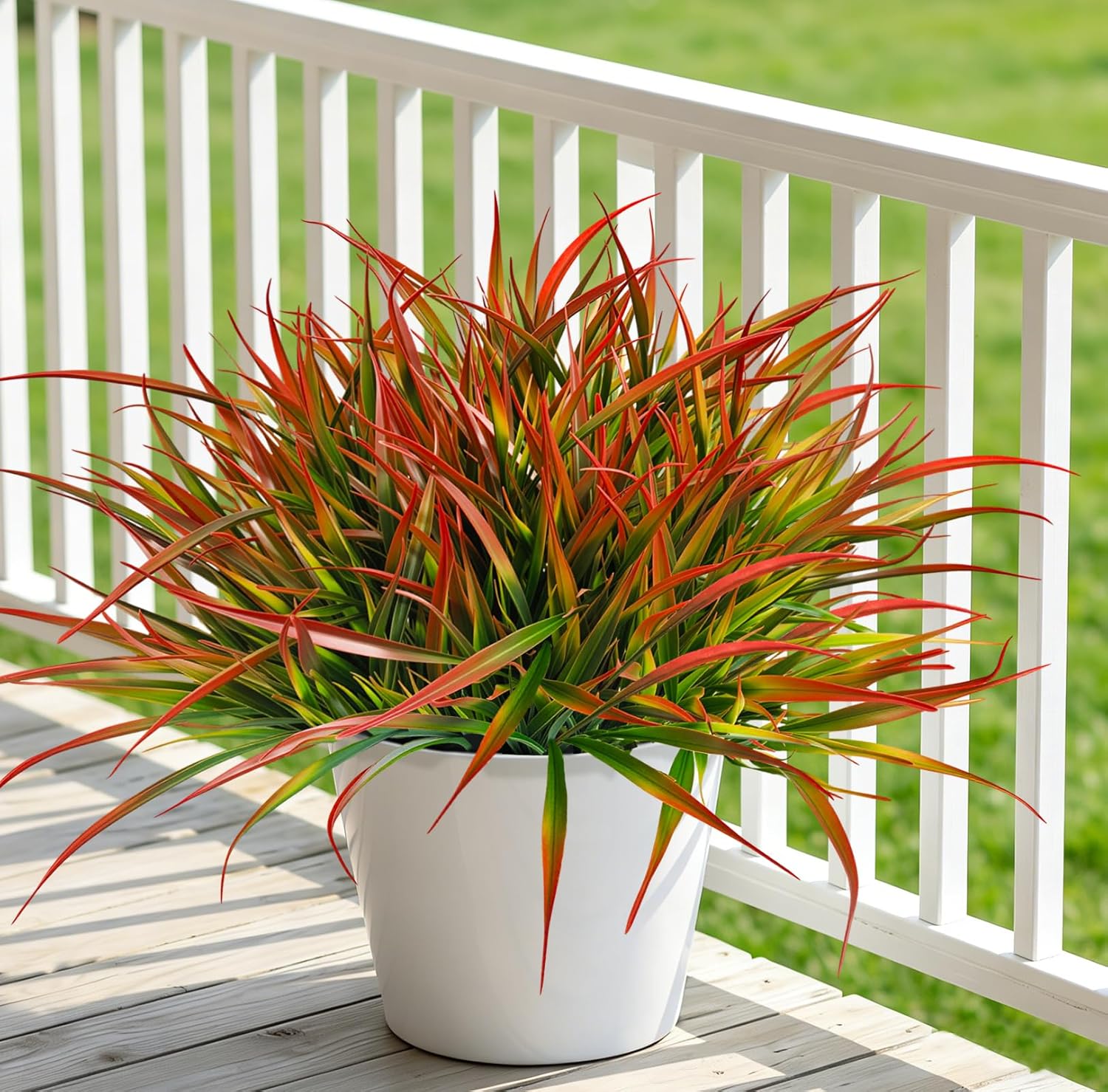 Artificial Plants Outdoor Fake Grass UV Resistant Faux Outdoor Plant / Red / Set of 20