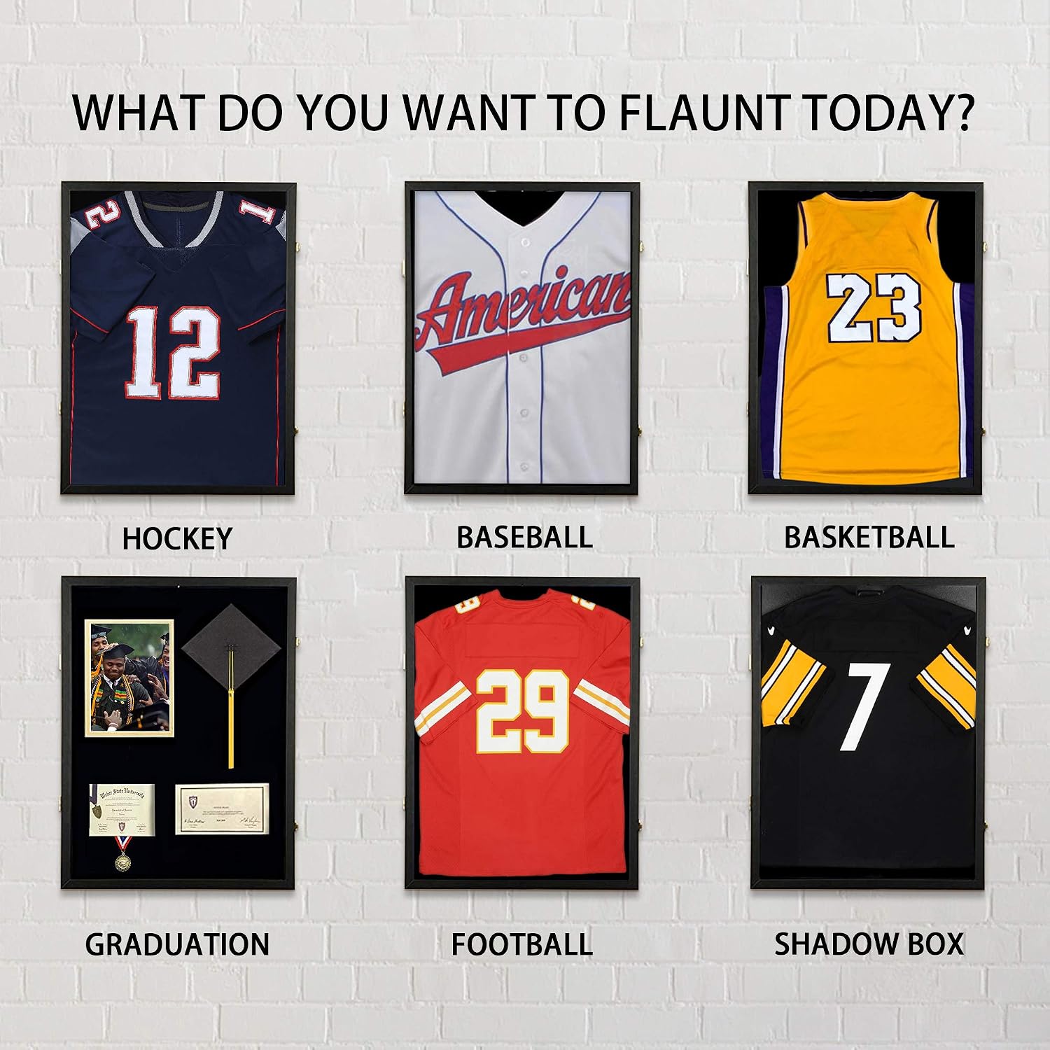 IHEIPYE Jersey Frame Display Case 2 Pack Large Sport Jersey Shadow Box | UV Protection, Baseball, Basketball, Football