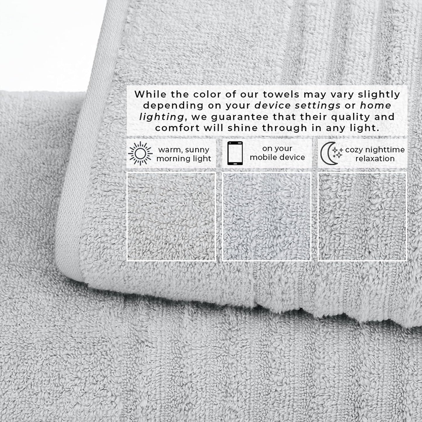 Great Bay Home 4 Pack Bath Towel Set - 100% Cotton Towels - Absorbent & Quick-Dry Towels for Bathroom (Light Blue)