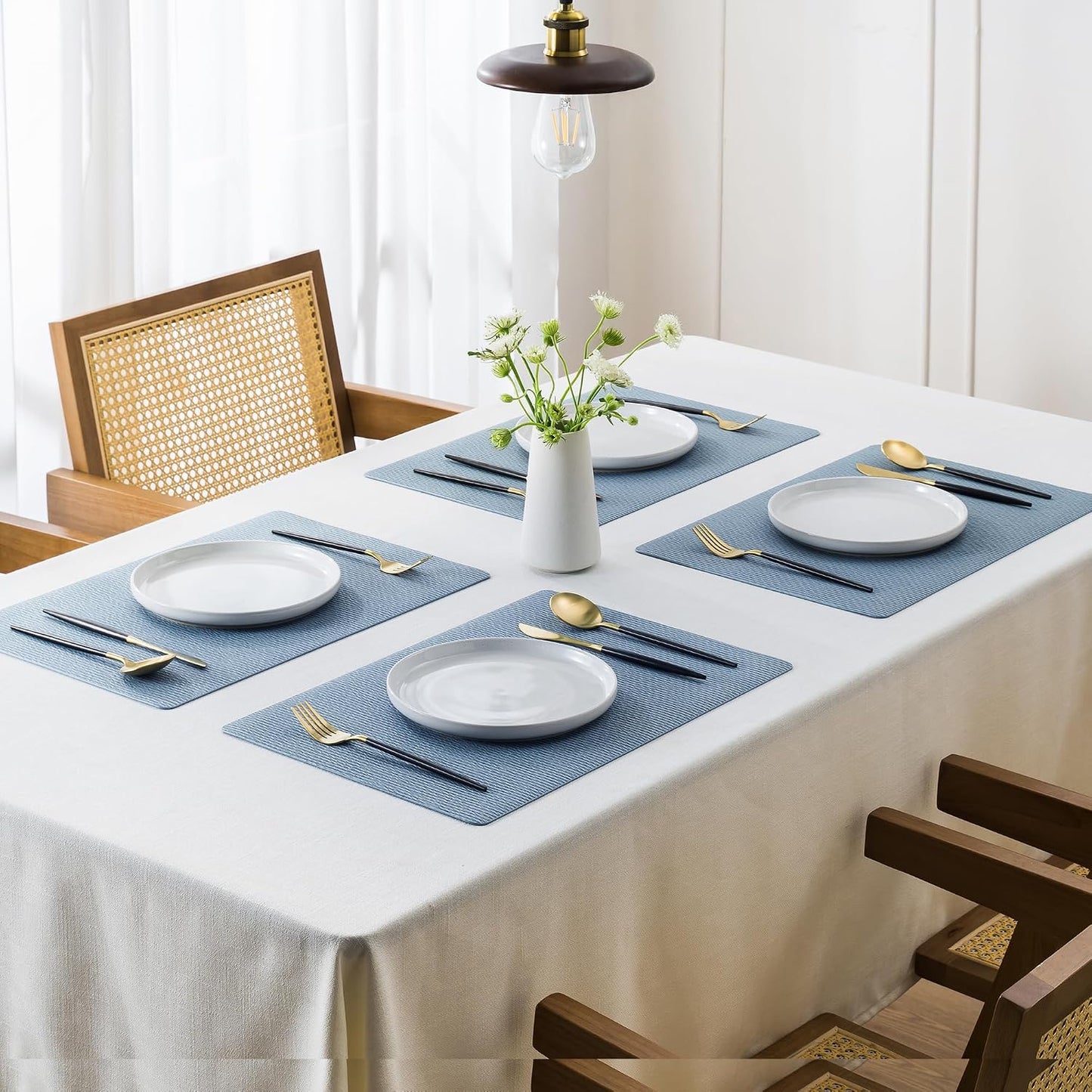 Jovono Faux Leather Placemats Set of 8, Waterproof Washable Table Mats, Easy-Clean Heat Resistant Kitchen Vinyl Place