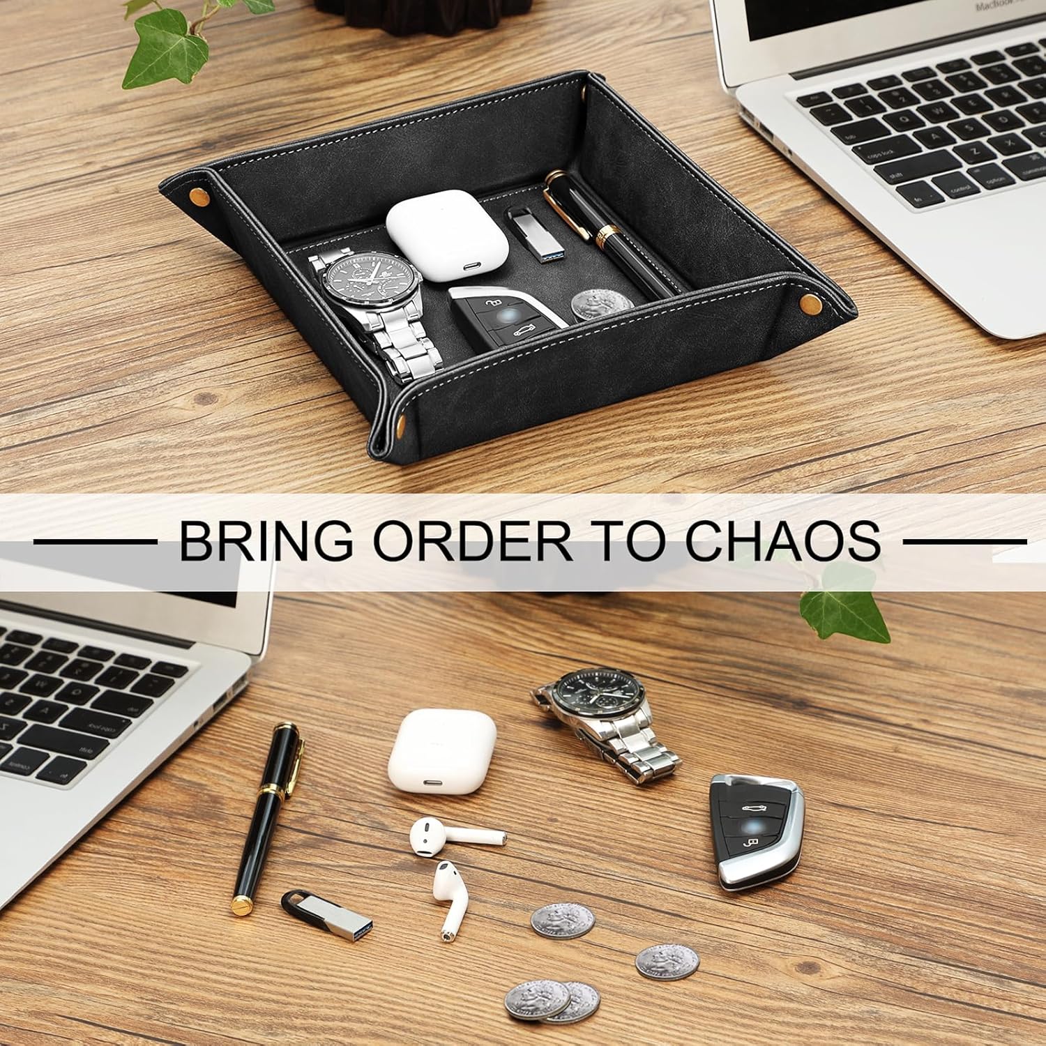 Valet Tray Desktop Storage Organizer / Black