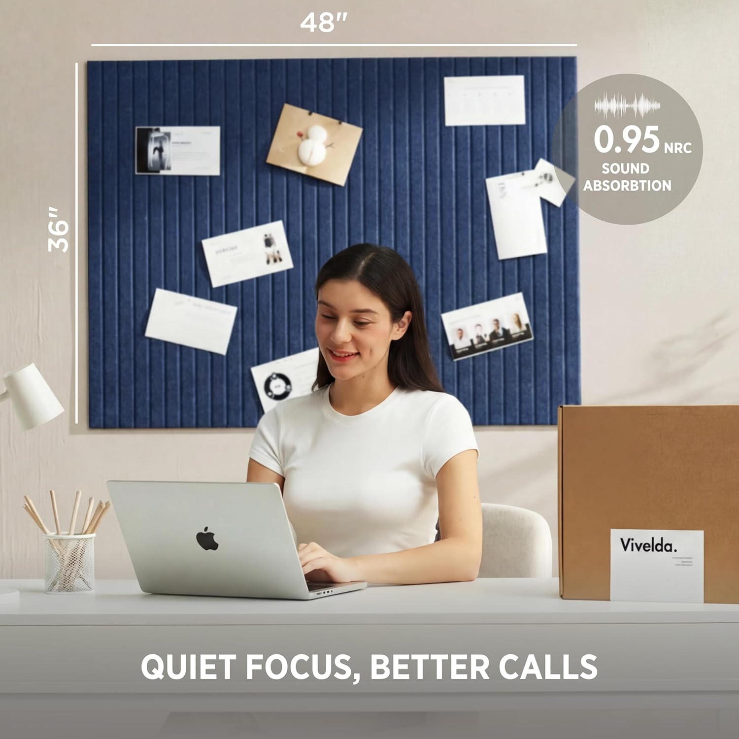 Felt Bulletin Board Tiles 48"x36" - 12-Pack Cork Board Alternative, OEKO-TEX Certified, NRC 0.95 Acoustic Felt Wall