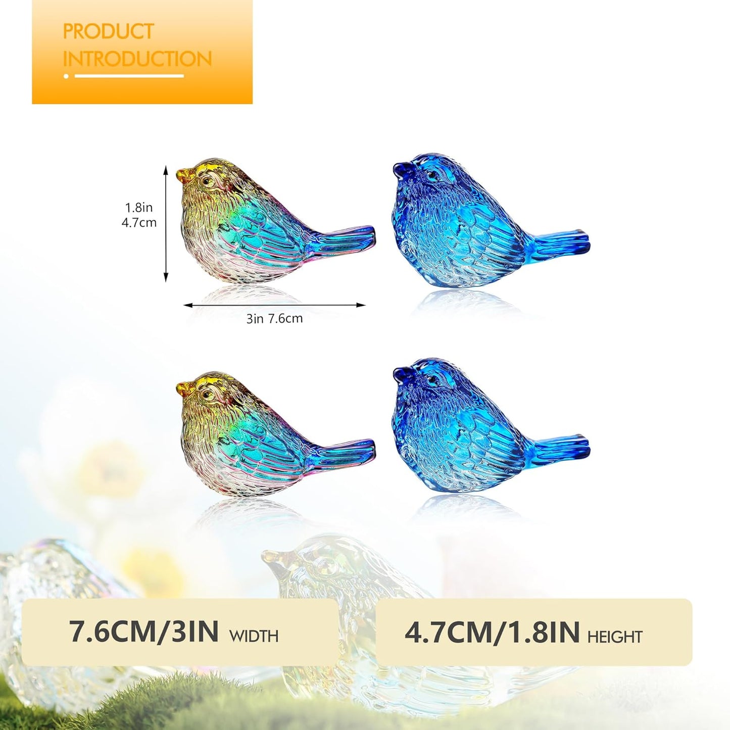 Handmade Blown Glass Birds Collectible Figurines Gifts for Women Men Lovers / Bird / Red / Set of 4