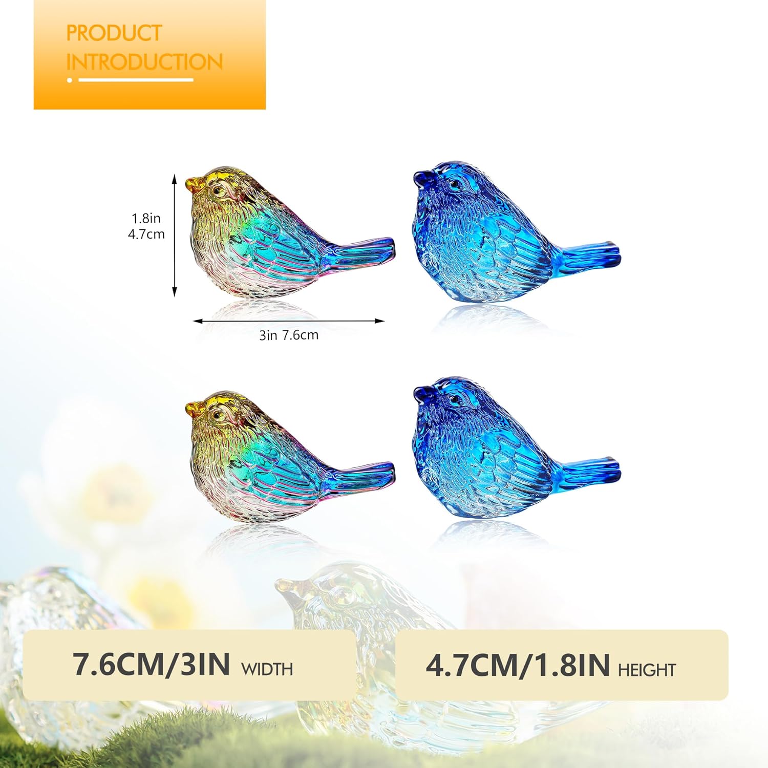 Handmade Blown Glass Birds Collectible Figurines Gifts for Women Men Lovers / Bird / Red / Set of 4