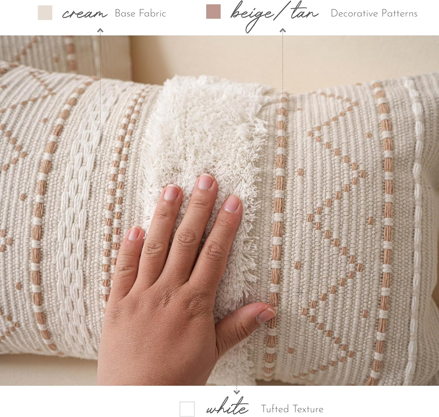 Lumbar Pillow Cover / 20 x 12 / Beige