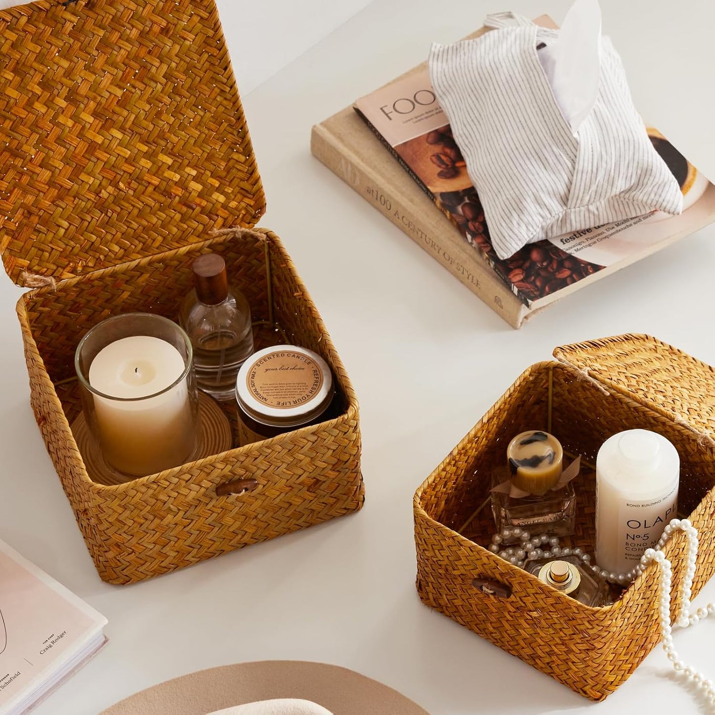 Handwoven Baskets for Storage / Square / Set of 3
