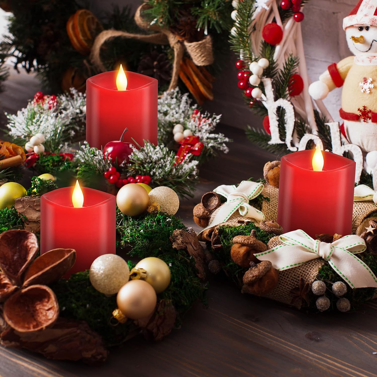 3x3 Flickering Flameless Candles Set of 3, LED Battery Candles,with Timer, 3 inch Flameless Candles with Remote, for