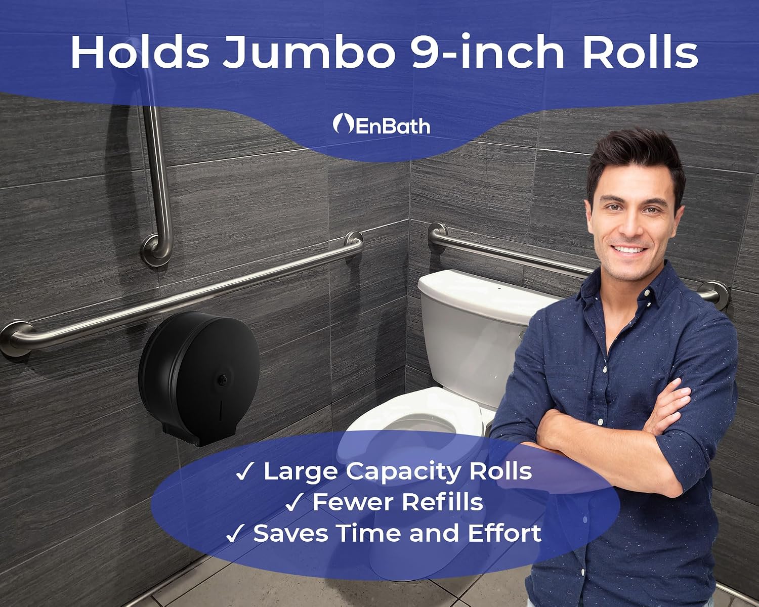 Jumbo Toilet Paper Dispenser-Wall Mount Industrial Toilet Paper Holder, Commercial Grade, Stainless Steel, Locking