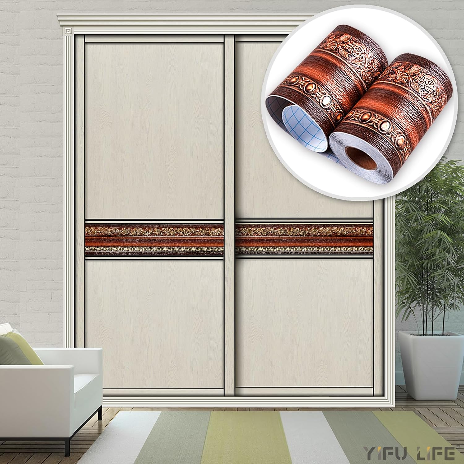 Wallpaper Border Peel and Stick Wall Border / Brown Rose