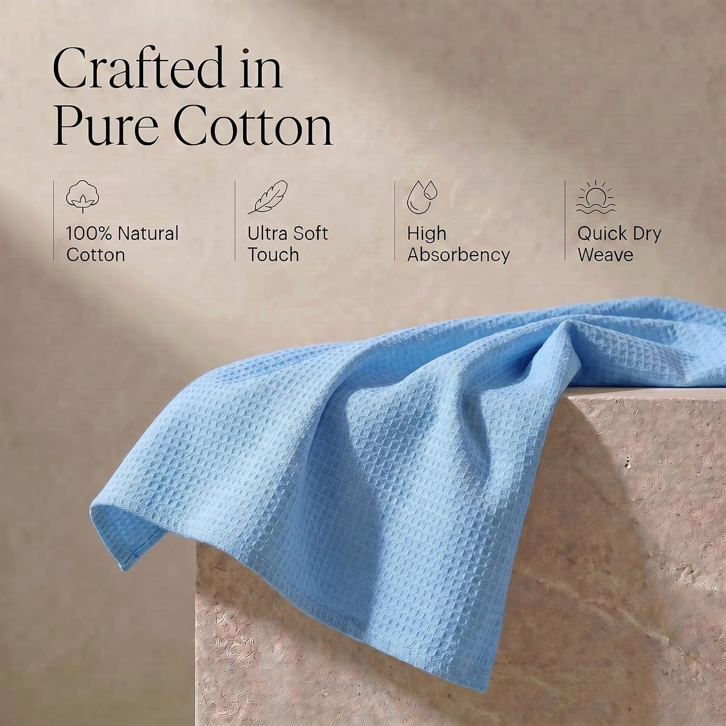 Urban Villa Kitchen Towels Cotton Dish Towels 20”x30” (Set of 6) Sky Blue