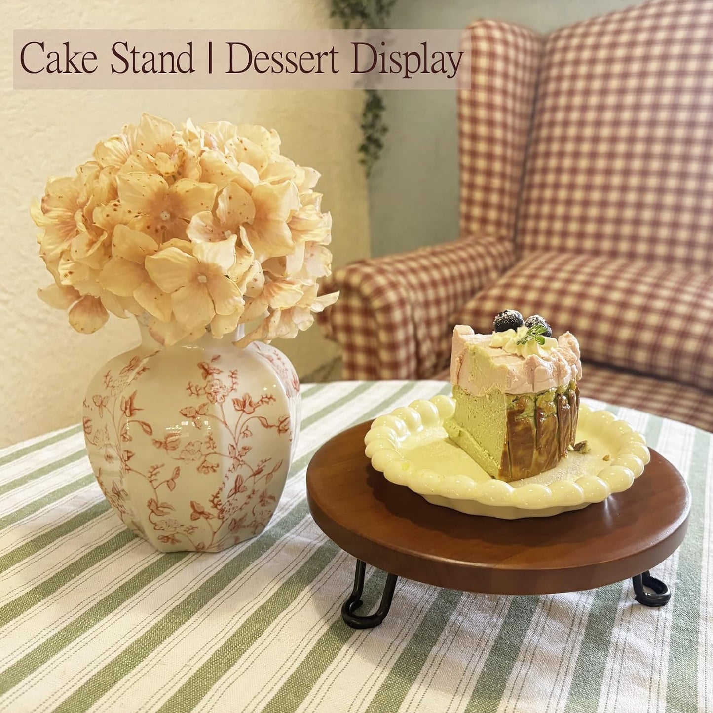 Decorative Pedestal Tray Stand for Countertop Organizer / Brown / 8 Inch