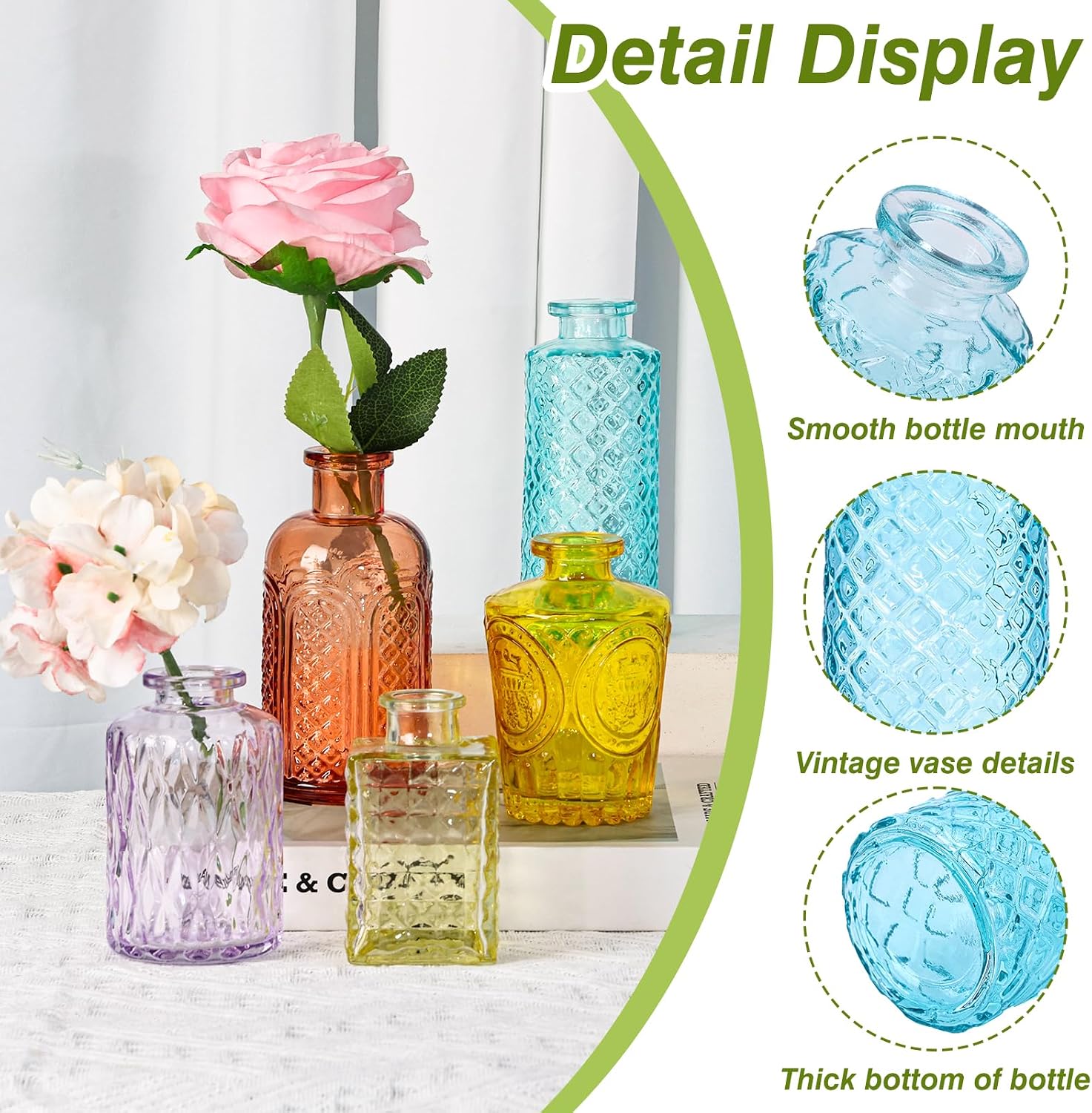 Glass Bud Vase Set / Colorful / Set of 18
