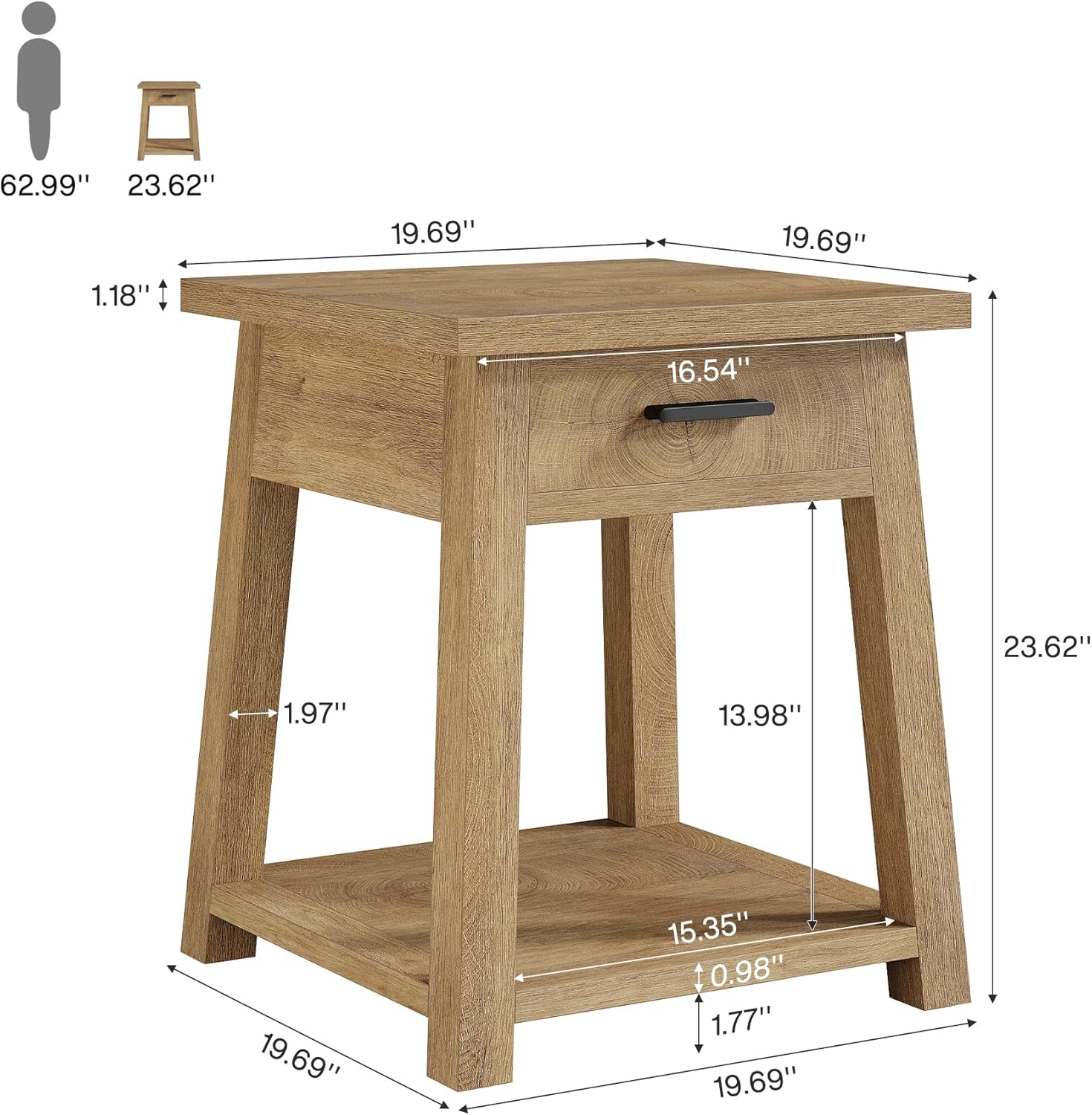 2 -Tier Wooden End Table