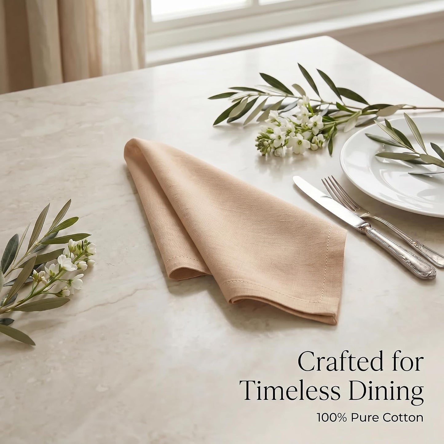 Urban Villa Cloth Napkins Cotton 20x20 (Set of 12) Taupe