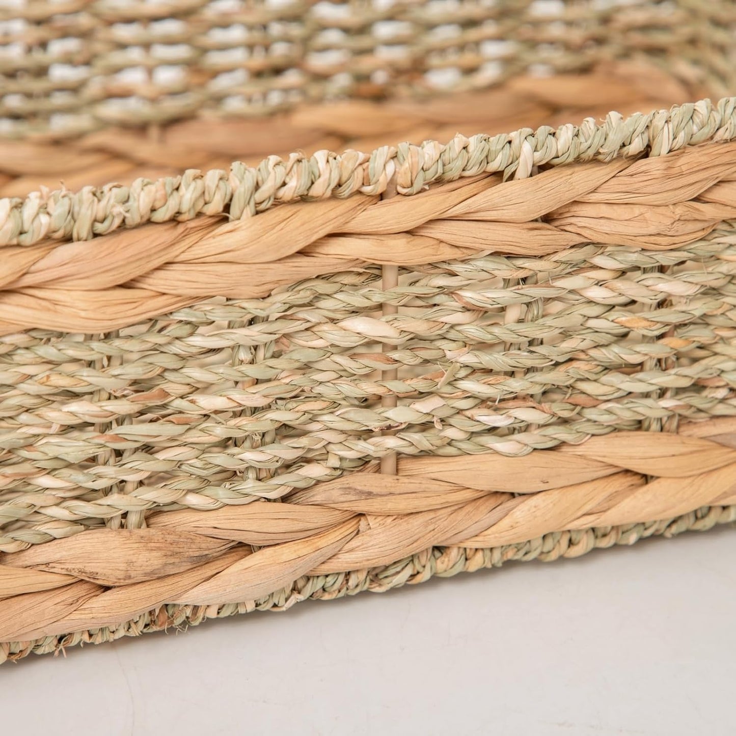 Small Rustic Rectangle Woven basket Organizer / Hyacinth&seagrass