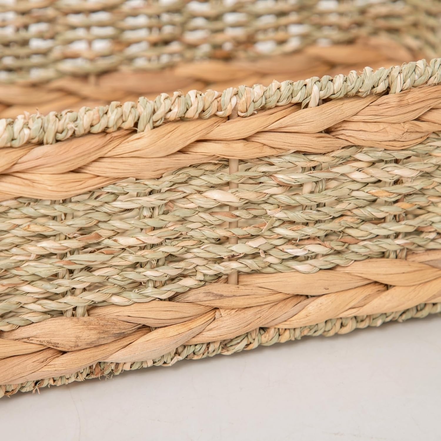 Small Rustic Rectangle Woven basket Organizer / Hyacinth&seagrass