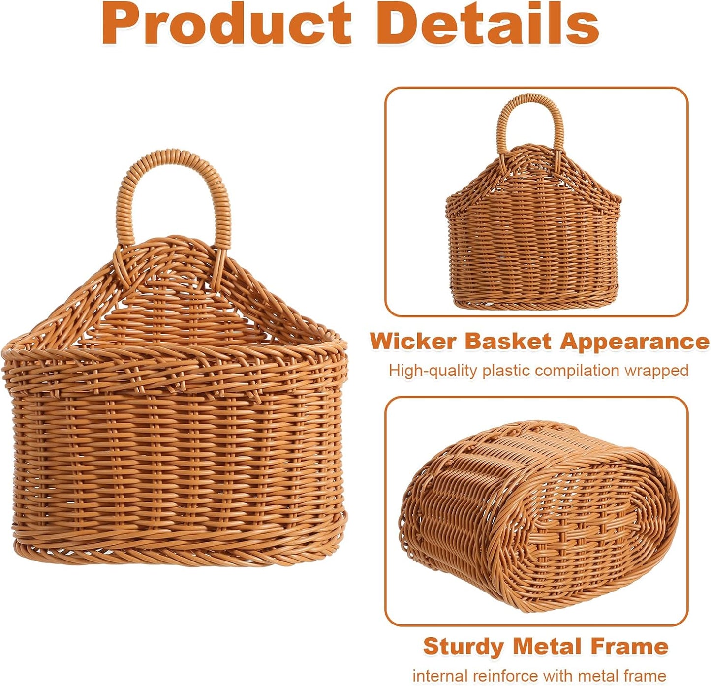 Wall Decorative Storage Basket Potato Garlic Onion Pantry Baskets Woven Washable / Set of 2