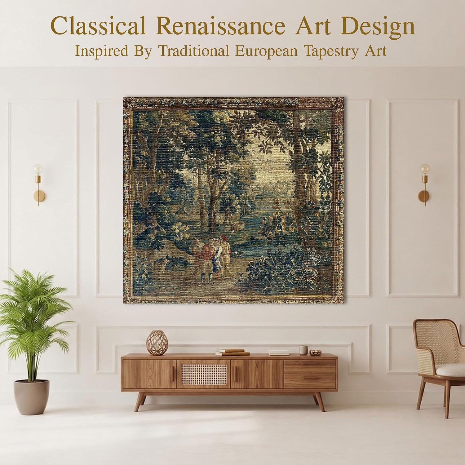 Vintage Landscape Tapestry / 56 x 51