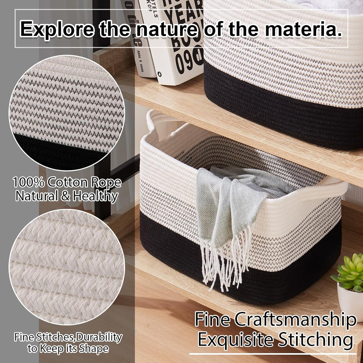 Woven Baskets for Storage / Gradient Dark / 13 x 9.9 x 8.7 / Set of 3
