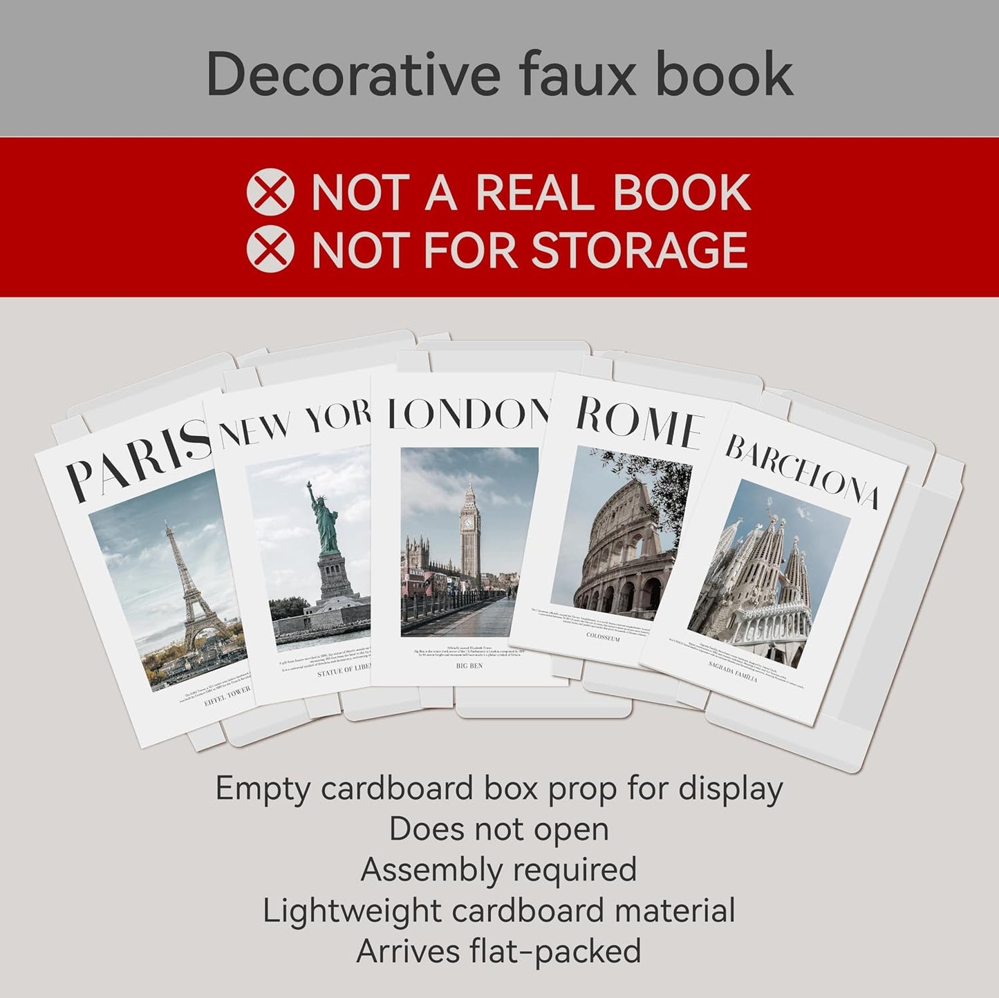 Faux Decorative Books Set / Urban Landmarks / Set of 5