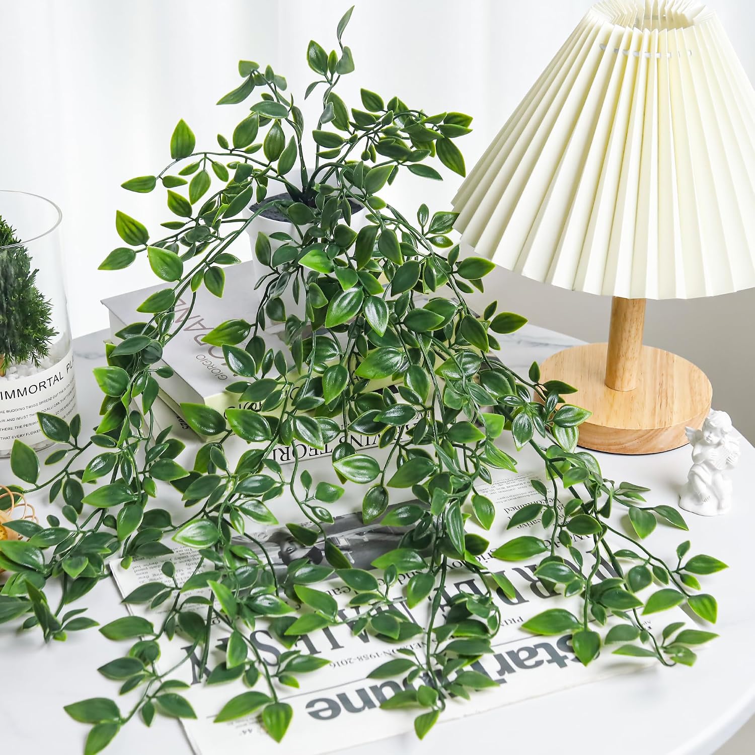 Fake Plants Hanging Faux Potted Ivy Vine Artificial Mandala Plants / Set of 4