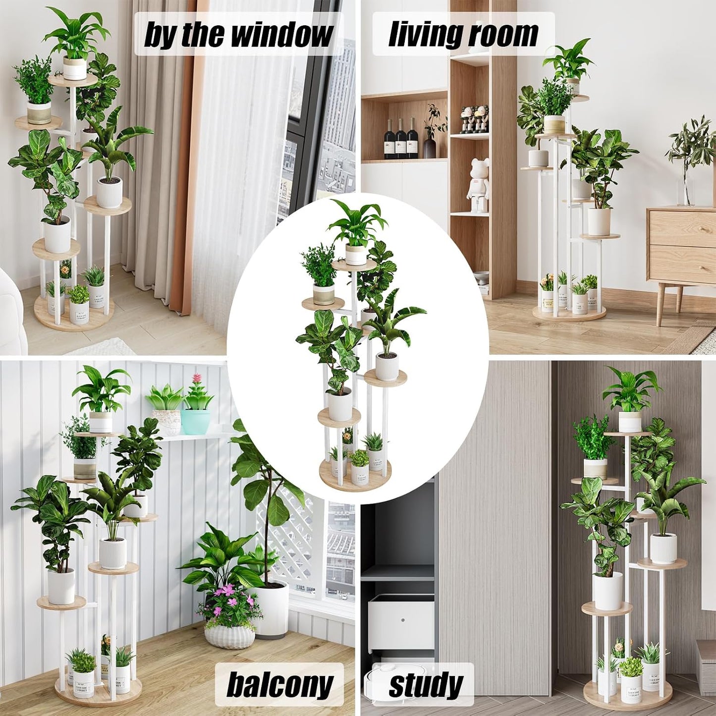 INGIORDAR 6 Tier Plant Stand Indoor Corner Tiered Holder Shelf Display Rack | Multiple Plants with MDF Top Board Metal