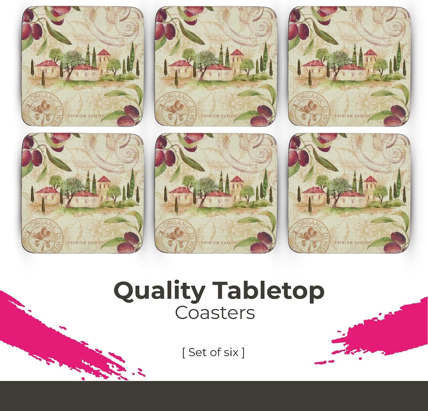 Rustic Village & Olive Branch / Olive Orchard / Set of 6