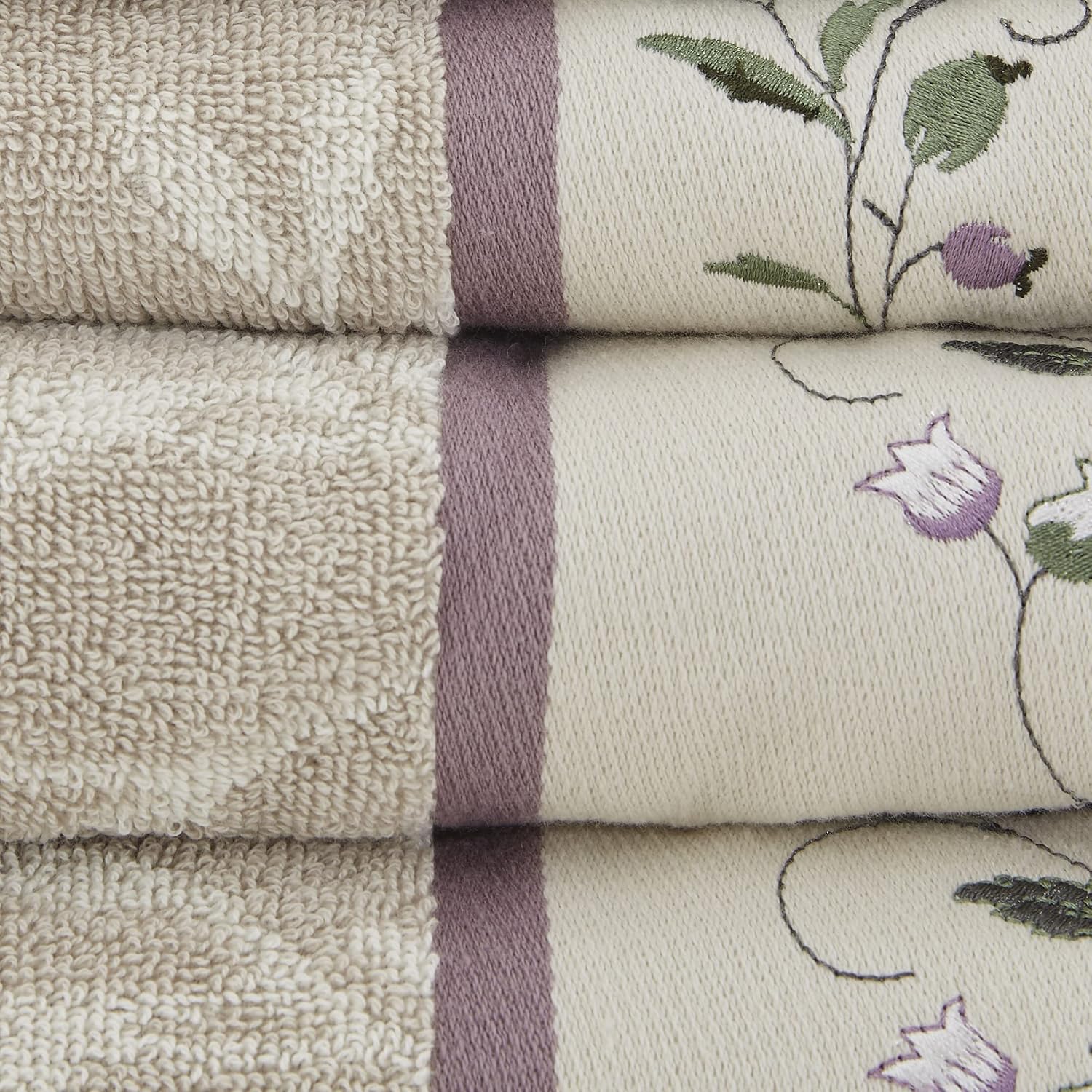 Madison Park Serene 100% Cotton Bath Towel Set Luxurious Floral Decorative Towels for Bathroom Embroidered Cotton