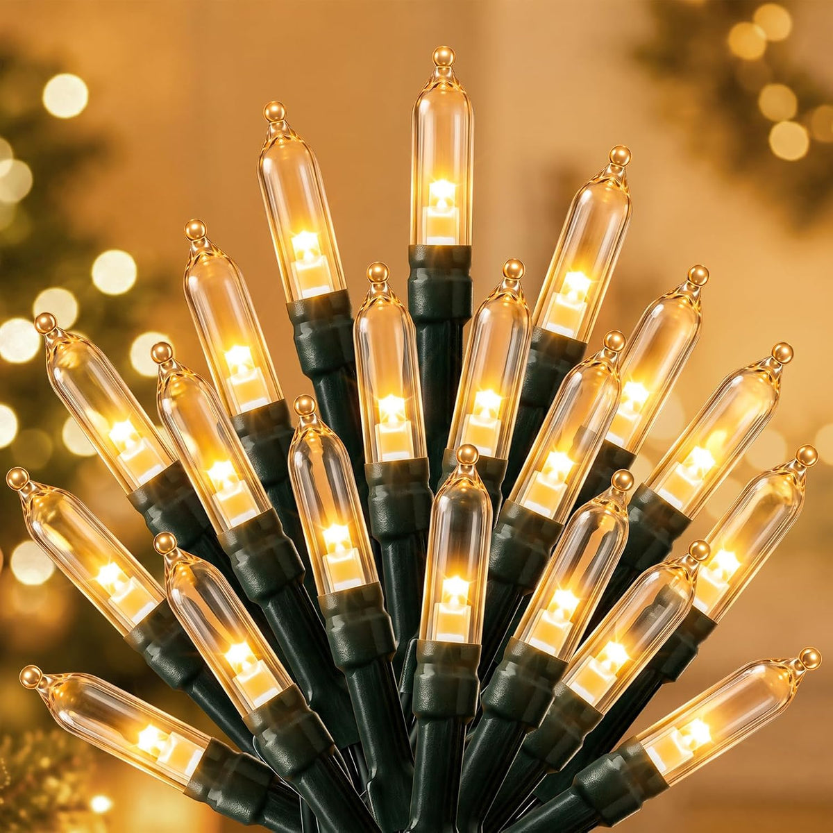 2 Pack Christmas Mini Lights, 75 Feet 200 LED Warm White String Lights