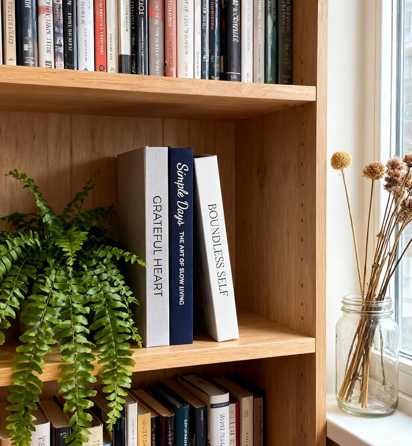 Navy Blue Decorative Books Minimalist Linen Hardcover Beaded / Navy Blue with Beads / Set of 3