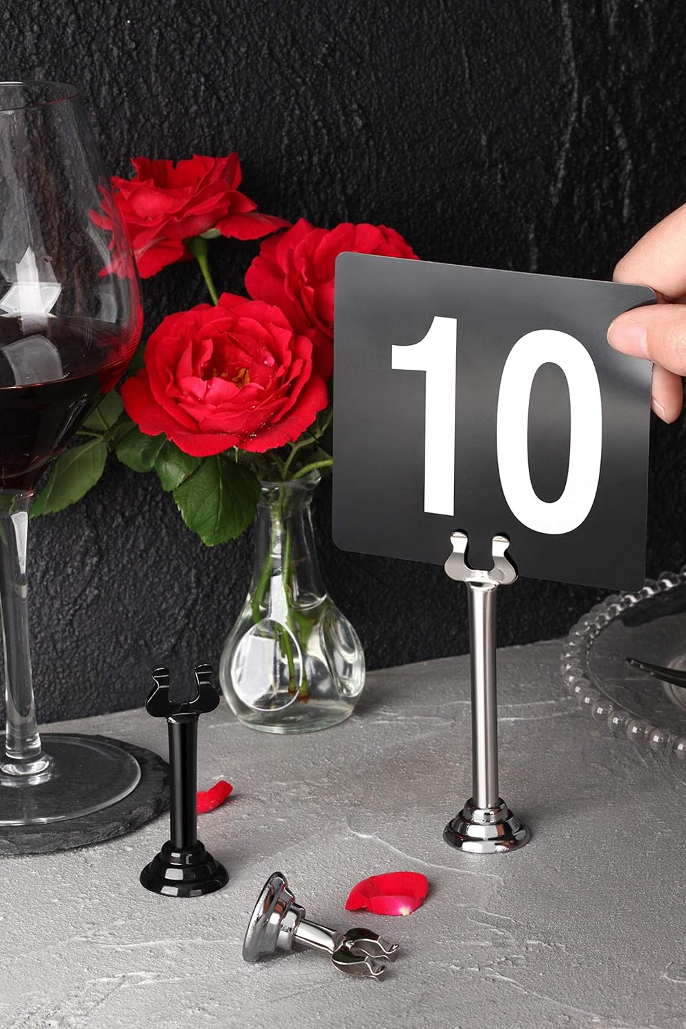 New Star Foodservice Triton Harp Clip Style Place Card / Table Number Holder, 1.5 Inch (Black)