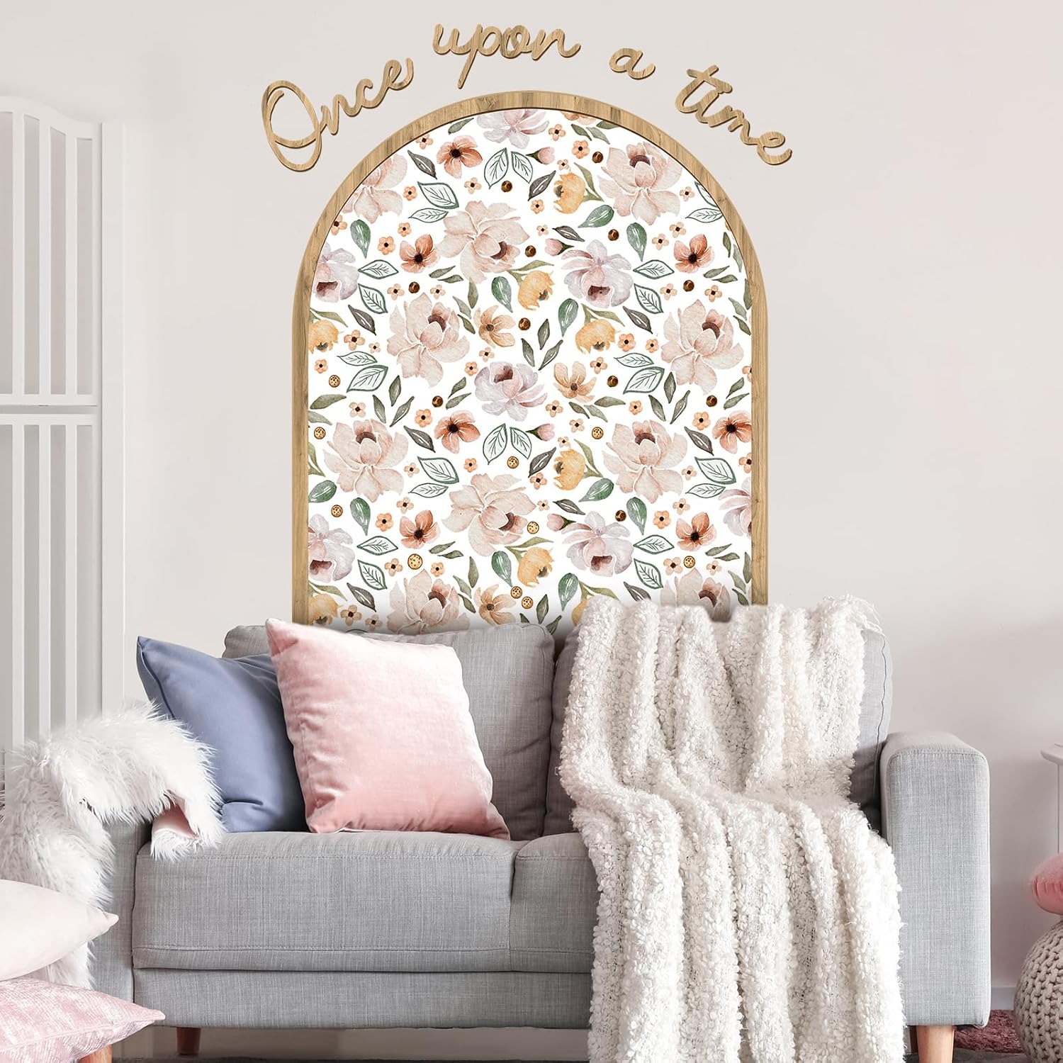 Flower Arch Wall Decals Peel and Stick Floral Stickers Once Upon a Time Floral Arch Decals / 60 x 35
